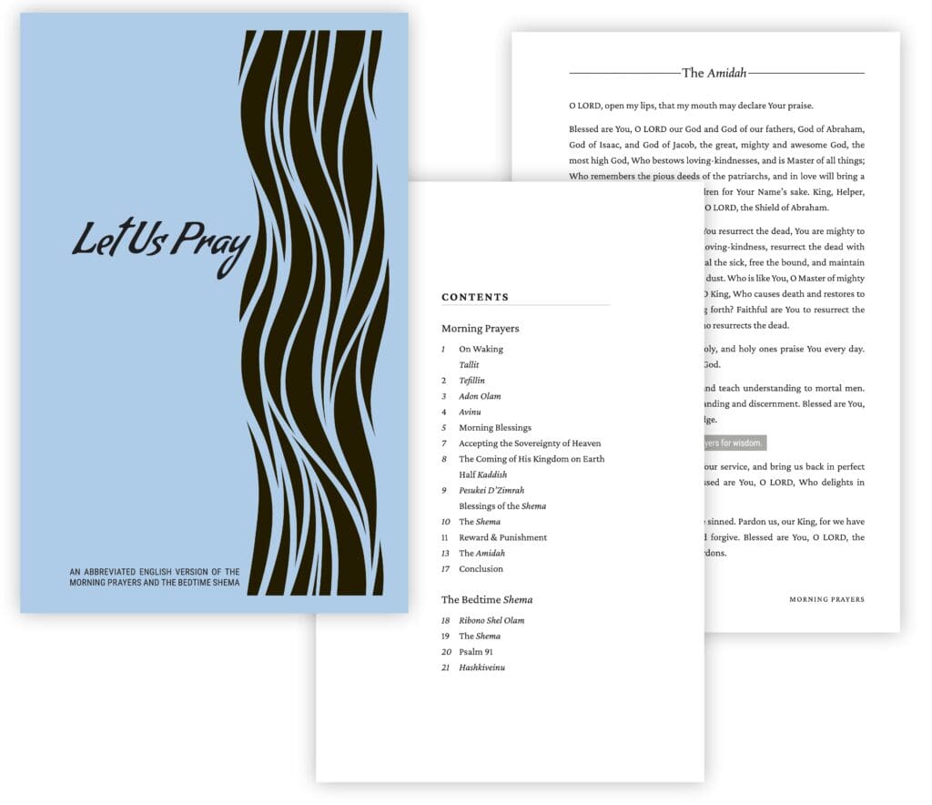 Prayer book cover and content overview.